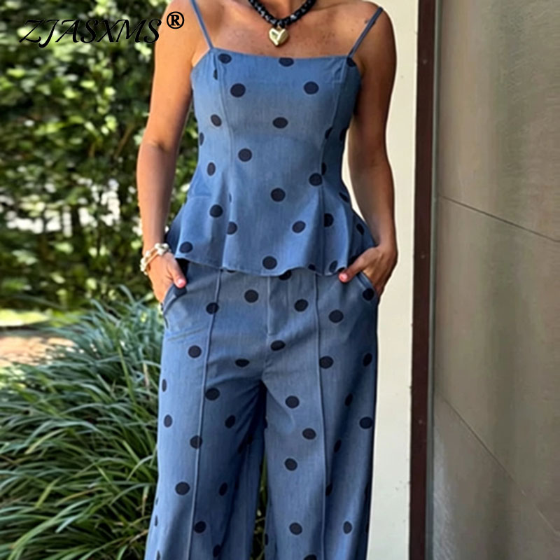 Vintage Dot Print Chambray Two – обзор и цена Suspender Tank Top